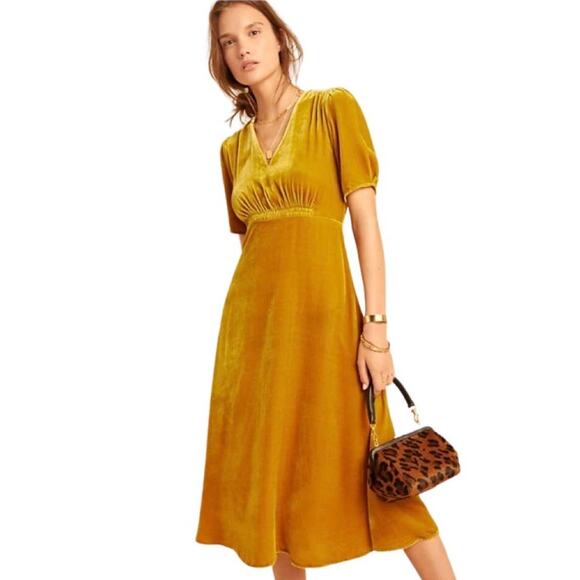 Anthropologie Kechel Sonrisa Velour & Silk Midi Dress - Picture 1 of 4